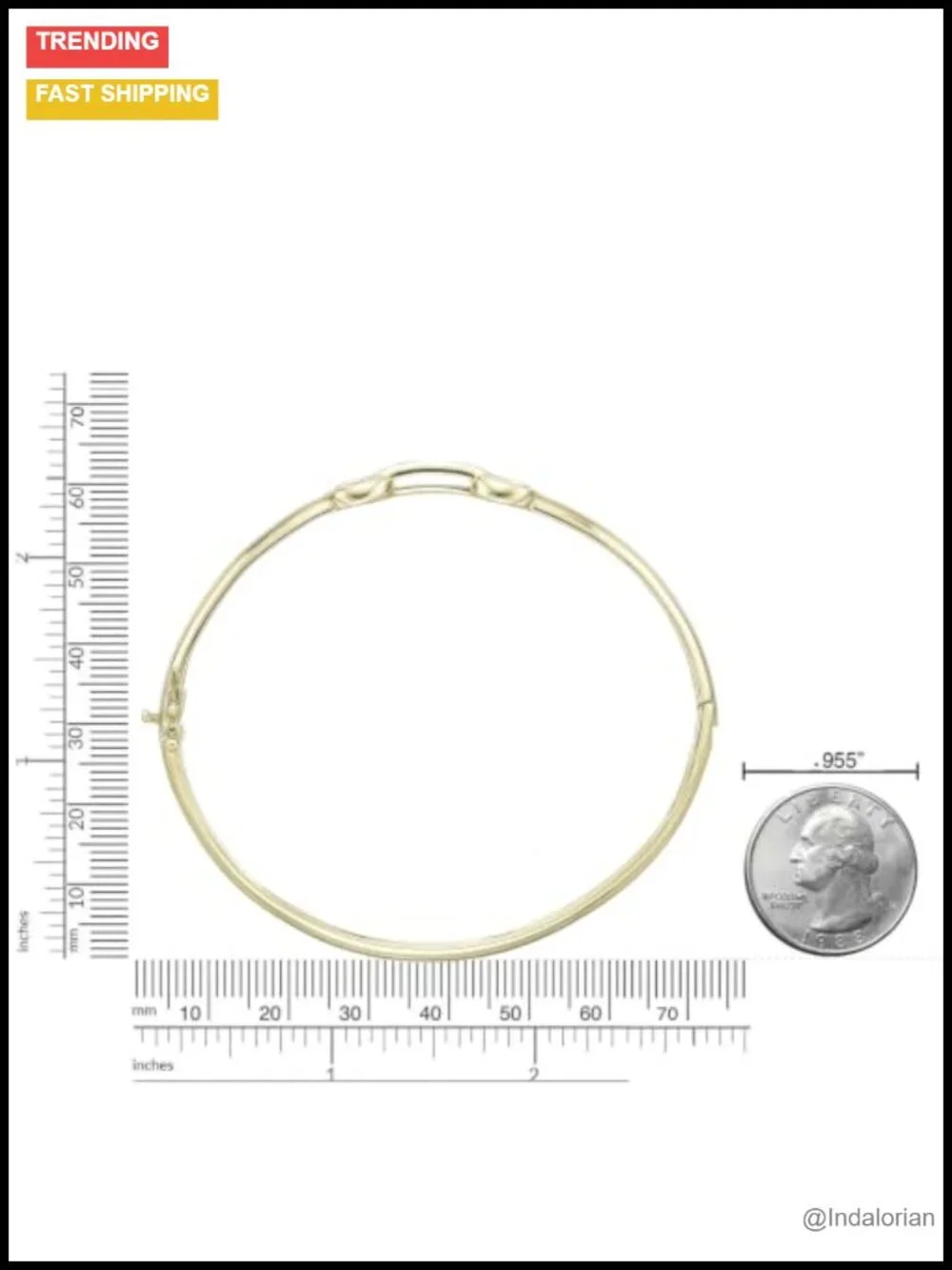 Lab Grown Diamond Horsebit Bangle Bracelet 18k Yellow Gold Plated Sterling